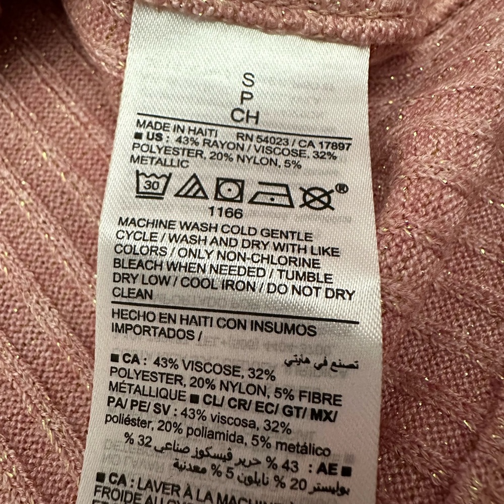 Old Navy Long Sleeve Rib-Knit Metallic T-shirt Top in Woodrose Pink Size Small - Picture 10 of 14